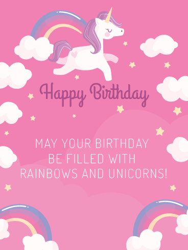 Happy Birthday For Kids Cards – Rainbows & Unicorns 