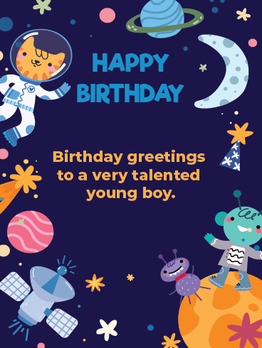 Happy Birthday For Kids Cards – Space Kid 