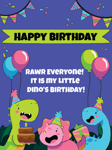Happy Birthday For Kids Cards – Rawr Birthday 