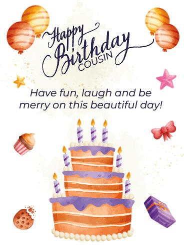 Be Merry –Happy Birthday Cousin Cards