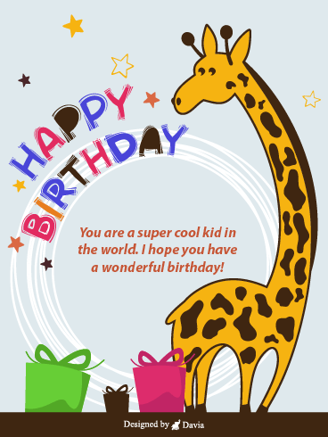 Giraffe  – Happy Birthday Kids Cards