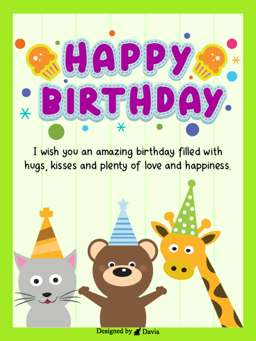 Furry Friends– Happy Birthday Kids Cards