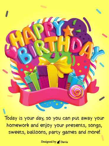 Colorful Presents  – Happy Birthday Kids Cards