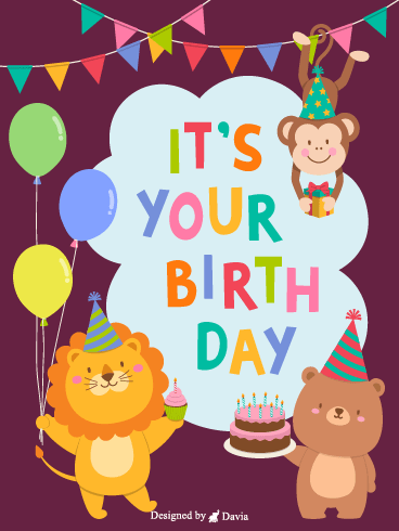Party Animals  – Happy Birthday Kids Cards