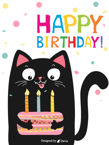 Cute Cat  – Happy Birthday Kids Cards