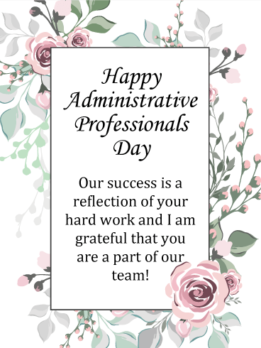 Pink Rose Happy Administrative Professionals Day Card