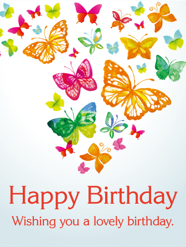 Rainbow Colored Butterfly Birthday Card