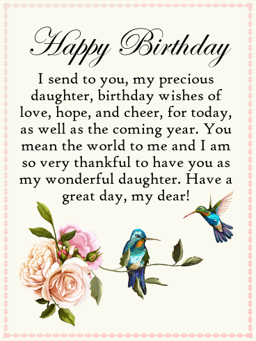To my Precious Daughter - Happy Birthday Card