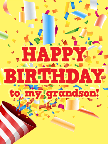 Party Popper Happy Birthday Card for Grandson