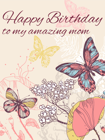 Elegant Butterfly Birthday Card for Mom