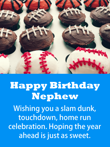 Ball Designed Cupcake Happy Birthday Card for Nephew
