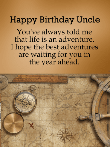 To the Best Adventure - Happy Birthday Card for Uncle