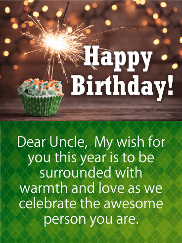 Green Birthday Cake Card for Uncle