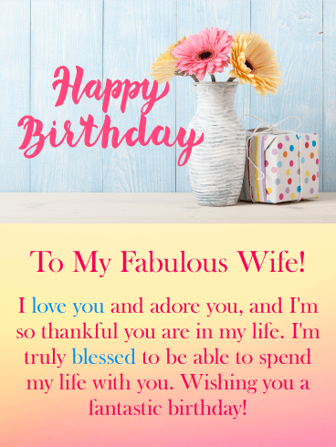 Pastel Flowers Happy Birthday Card for Wife