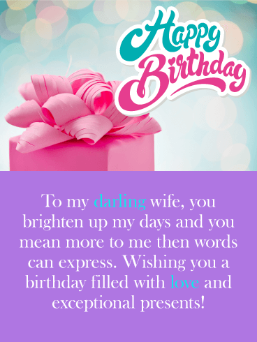 You Brighten up my Days - Happy Birthday Card for Wife