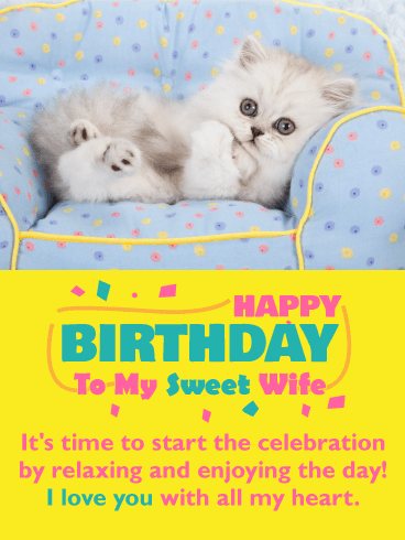 Sweet Kitten Happy Birthday Card for Wife