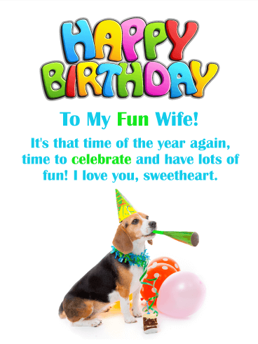 Fun Celebration! Happy Birthday Card for Wife