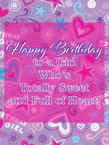 Hearts, Stars & Flowers - Birthday Card for Girls