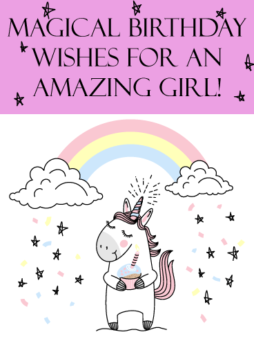 Unicorn Rainbow – Birthday Card for Girls
