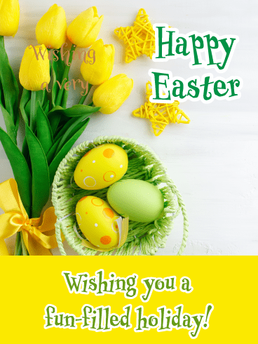 Yellow Tulips- Happy Easter Card for Her