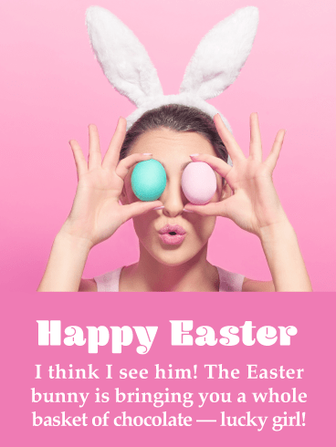 I Spy the Bunny- Funny Happy Easter Card for Her