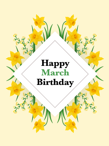 Happy March Birthday Card - Narcissus