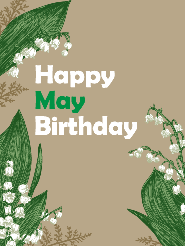 Happy May Birthday Card - Lilies of the Valley