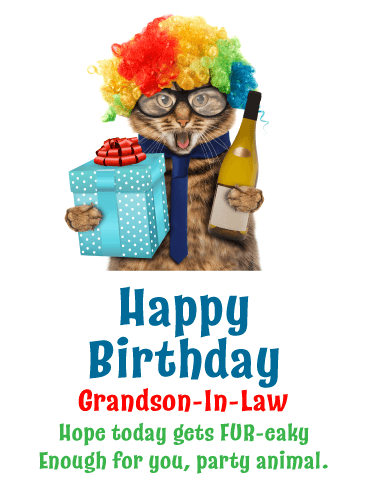 Party Fur-eak - Funny Birthday Card for Grandson-In-Law