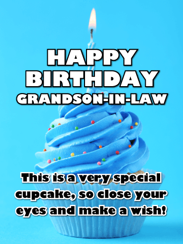 Blue Cupcake - Happy Birthday Card for Grandson-In-Law