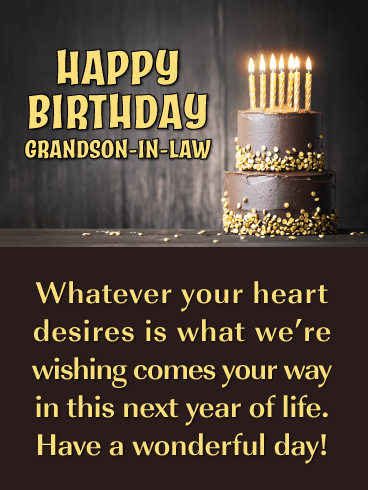 Chocolate Cake - Happy Birthday Card for Grandson-In-Law