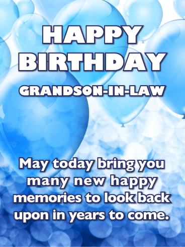 Blue Balloons - Happy Birthday Card for Grandson-In-Law