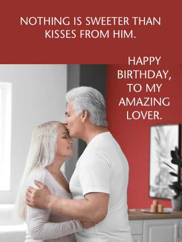 His Kisses- Romantic Happy Birthday Card for Husband
