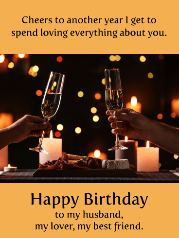 Cheers to Loving You- Romantic Birthday Card for Husband