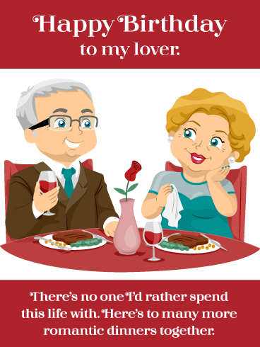 Romantic Cartoon Dinner- Happy Birthday Card for Husband