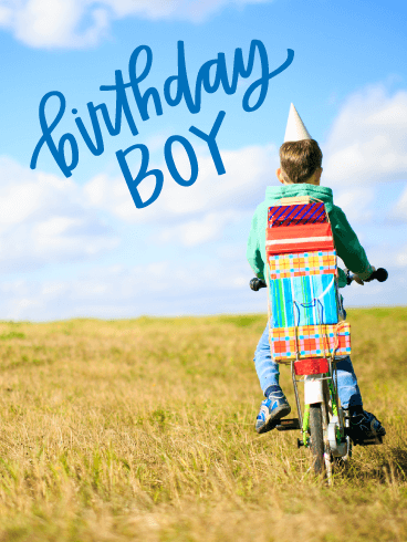 Bicycle with Presents - Happy Birthday Card for Boys
