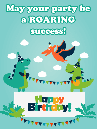 Dinosaur Party Banners - Happy Birthday Card for Boys
