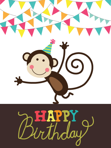 Monkeying Around - Happy Birthday Card for Boys