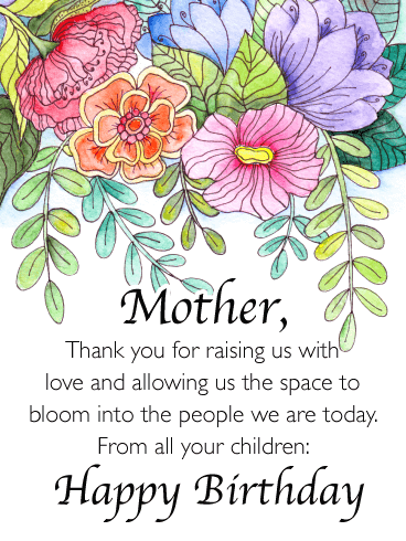 Space to Bloom- Happy Birthday Card for Mother from Us 