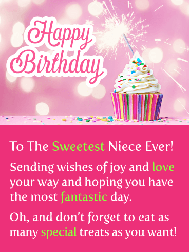 Sparkling Cupcake - Happy Birthday Card for Niece