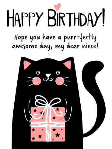 Purr-fectly Awesome Day! - Happy Birthday Card for Niece