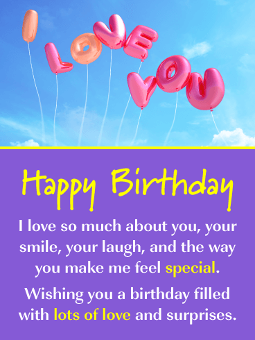 I Love You Balloons – Romantic Happy Birthday Card for Him