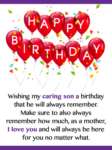 Party Balloons – Happy Birthday Card for Son from Mother