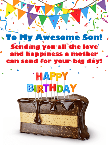Fabulous Chocolate Cake – Happy Birthday Card for Son from Mother