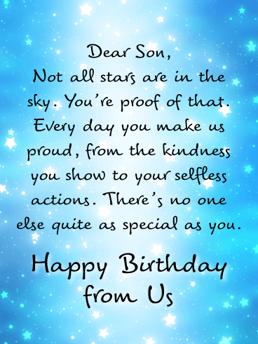 No One Else as Special as You - Happy Birthday Card for Son from Parents