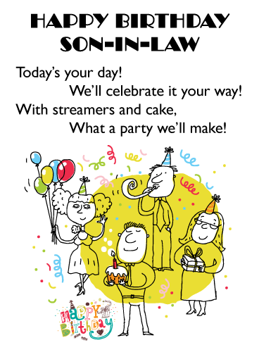 This Party is For You - Happy Birthday Card for Son-in-Law