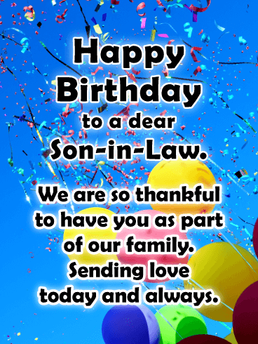 Thankful for You- Happy Birthday Card for Son-In-Law