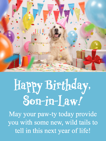 New, Wild Tails- Funny Happy Birthday Card for Son-In-Law