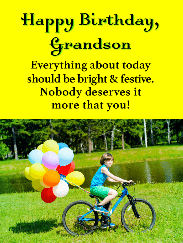 Bright & Festive - Happy Birthday Card for Grandson