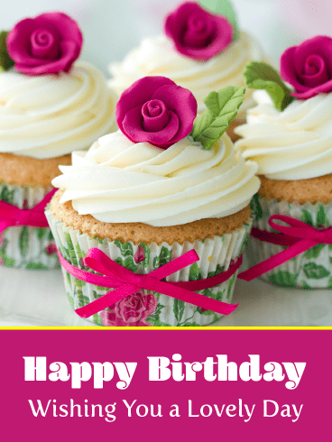 Rose Cupcakes – Happy Birthday Card