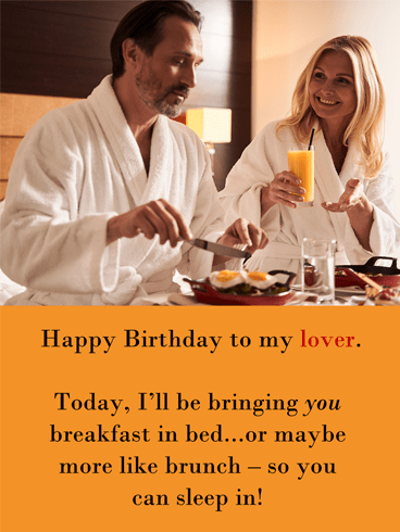 Brunch In Bed – Romantic Birthday Wish Card for Him